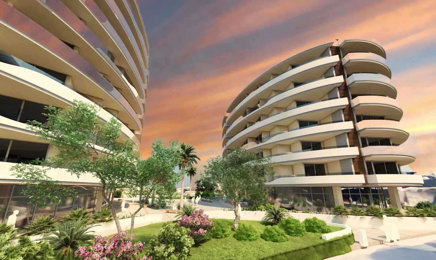 Artist's impression of Tarġa Square's two towers around the landscaped piazza