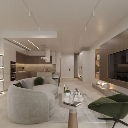 Penthouse open-plan living space