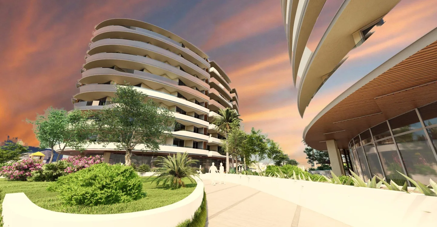 Artist's impression of the landscaped piazza between the towers